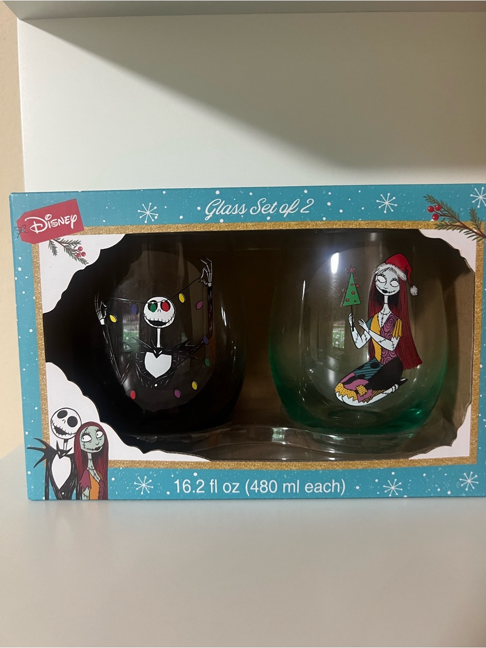 Nightmare Before Christmas Glass Set of 2 – Black & Green Holiday Tumblers
